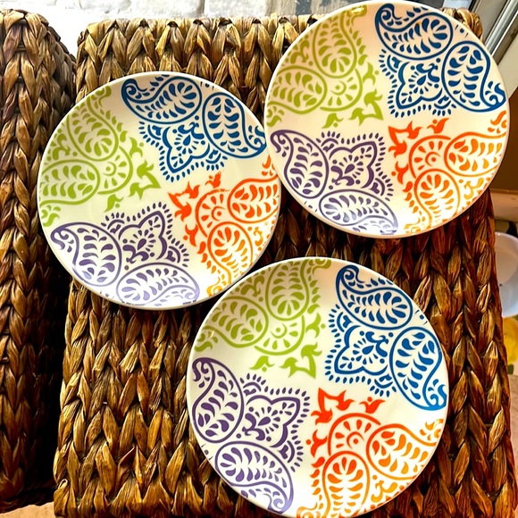 Mo Mo Panache Paisley Salad Plates Set of 3 - Picture 1 of 3